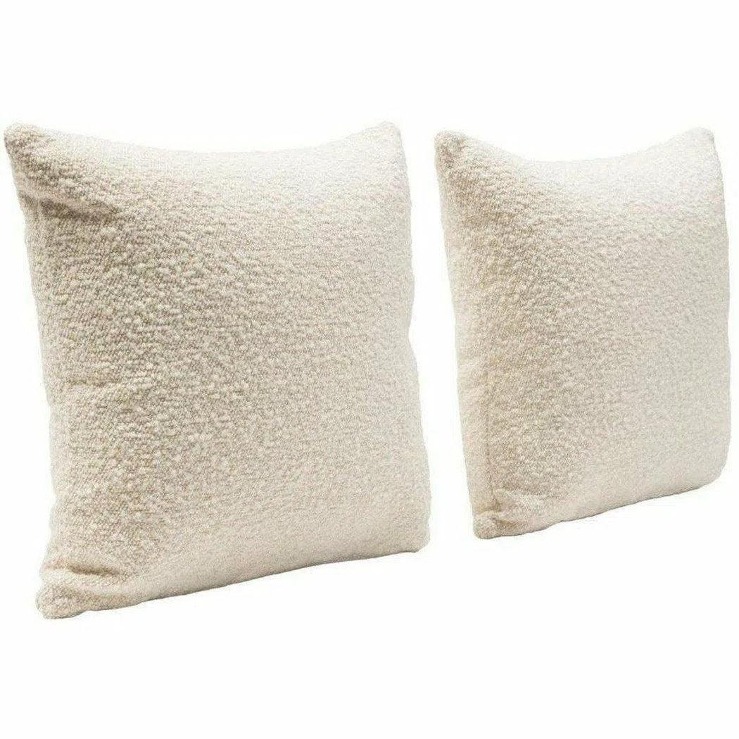 Square Accent Pillows Bone Boucle Fabric