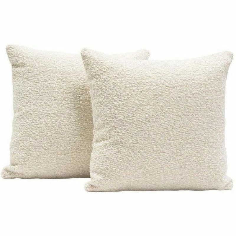 Square Accent Pillows Bone Boucle Fabric