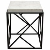 Square Accent Table Genuine Grey Marble Top