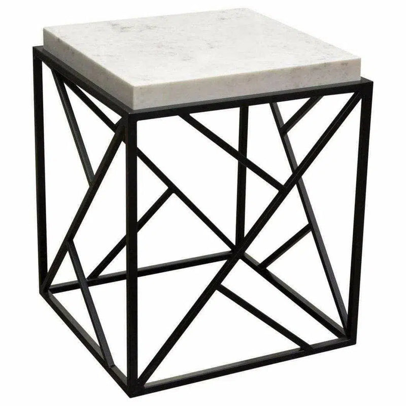 Square Accent Table Genuine Grey Marble Top