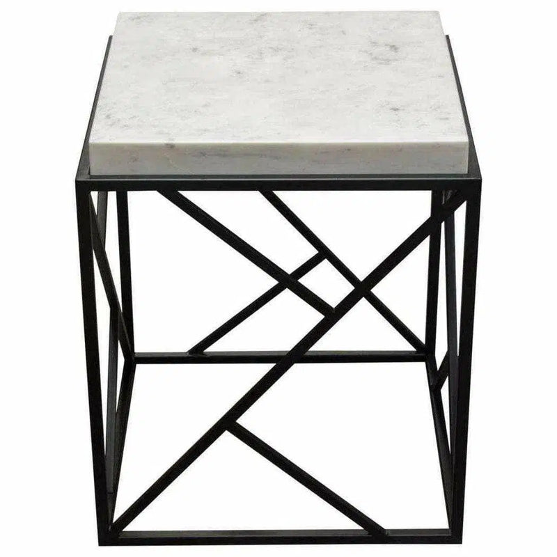 Square Accent Table Genuine Grey Marble Top