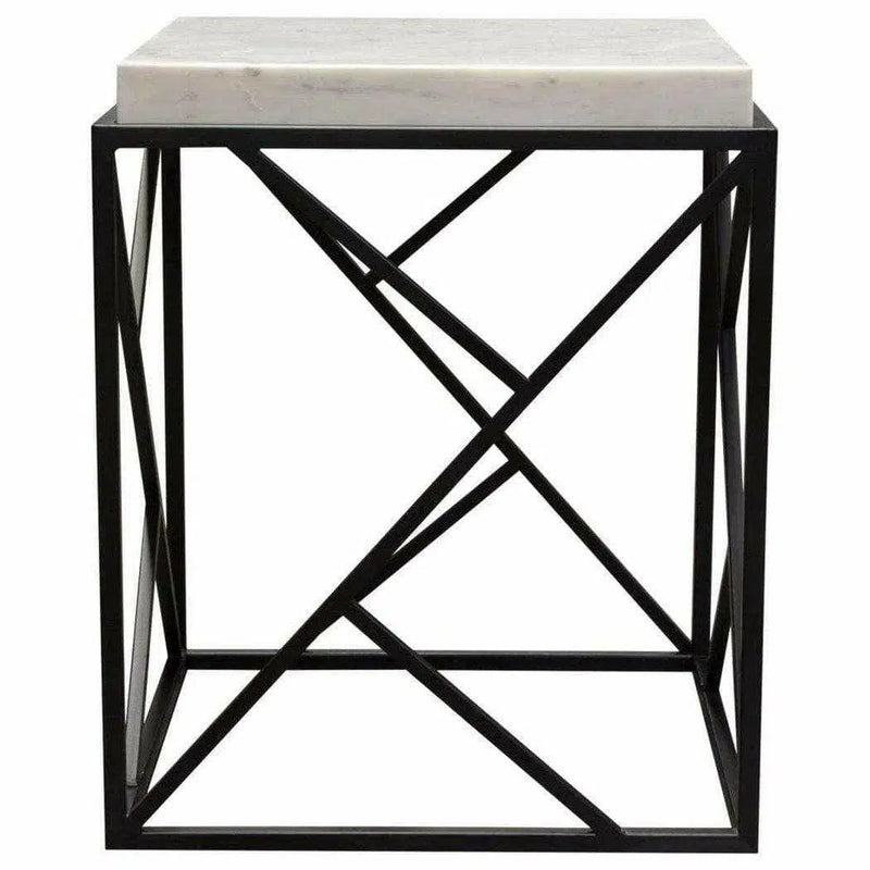 Square Accent Table Genuine Grey Marble Top