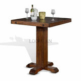 Square Adjustable Height Brown Pub Table