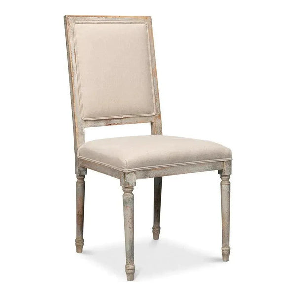 Square Fabric Dining Chair 2PC-Dining Chairs-Sarreid-Off-White-LOOMLAN