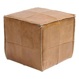 Square Leather Cube Ottoman Argentinian Saddle