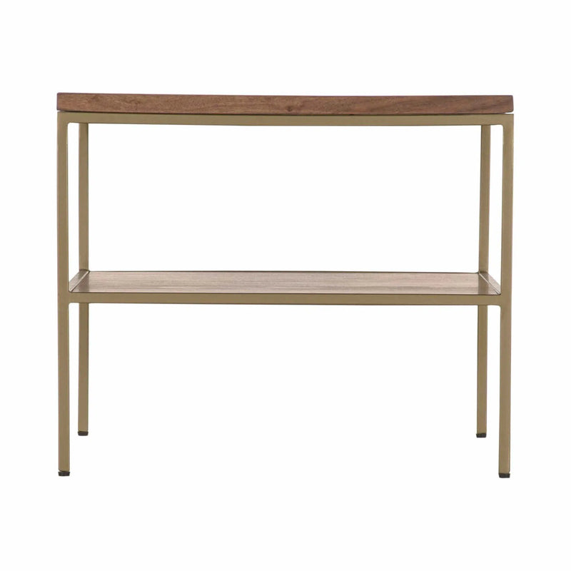 Square Natural Brown End Table Wood Top With Metal Base Side Tables LOOMLAN By LHIMPORTS