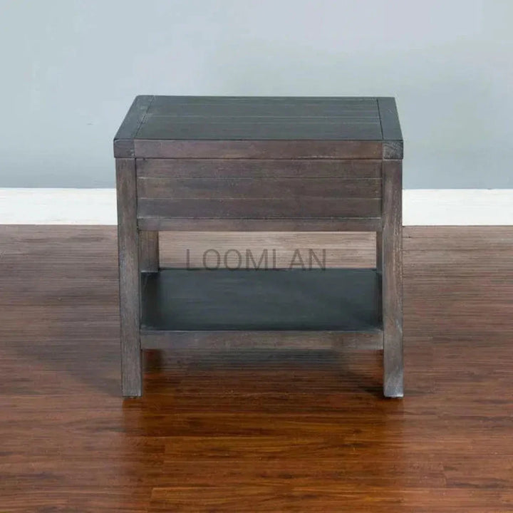 Square Natural Wood End Table 1 Drawer - LOOMLAN - Sunny D - Side Tables