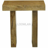 Square Reclaimed Wood Planks Side Table