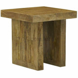 Square Reclaimed Wood Planks Side Table