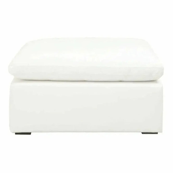 Square Modular Ottoman White LiveSmart Fabric | LOOMLAN