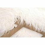 Square Tibet Ottoman White Fur Smoke Gray Oak