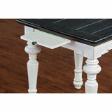 Square White and Black Wood Accent End Table