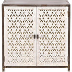 Square Whitewashed Accent Cabinet Coastal