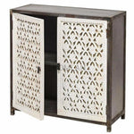 Square Whitewashed Accent Cabinet Coastal