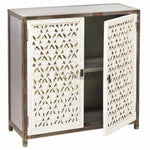 Square Whitewashed Accent Cabinet Coastal