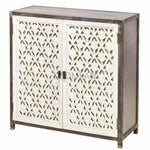 Square Whitewashed Accent Cabinet Coastal