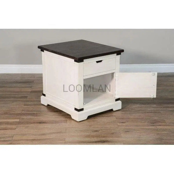 Square Wood End Table 1 Drawer