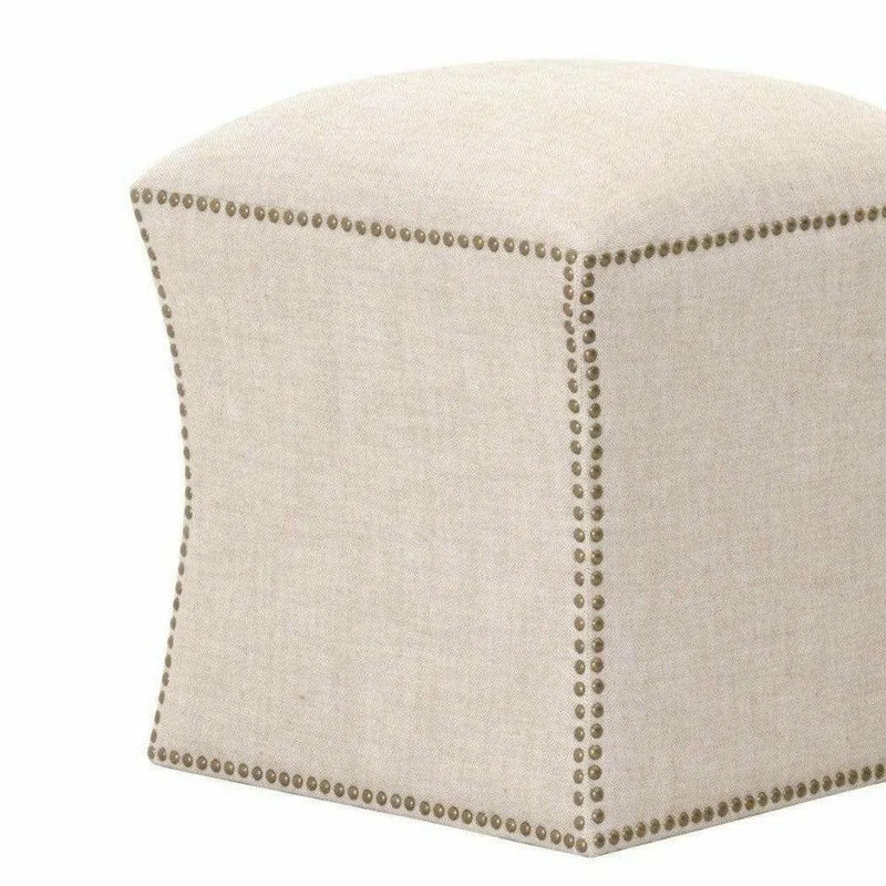 Square York Ottoman Bisque French Linen Ottomans LOOMLAN By Essentials For Living