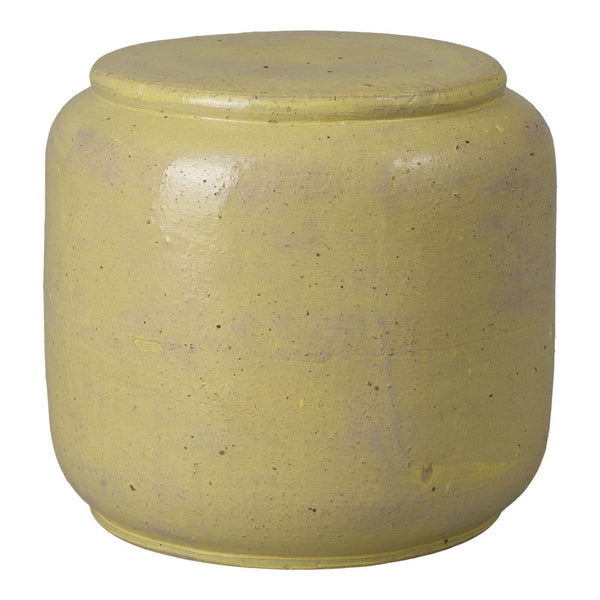Squat 18 in. Round Ceramic Garden Stool Outdoor-Outdoor Stools-Emissary-Yellow-LOOMLAN