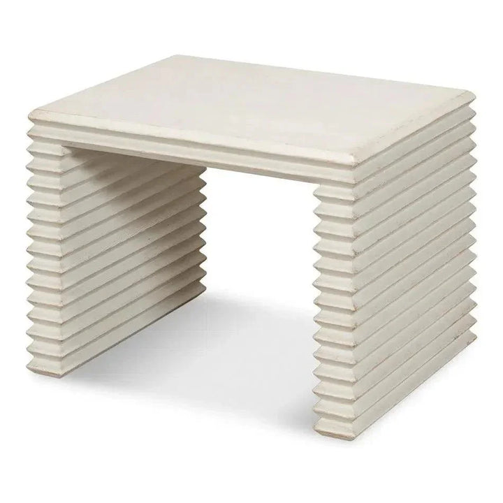 Stacked Stool Antique White - LOOMLAN - Sarreid - Side Tables