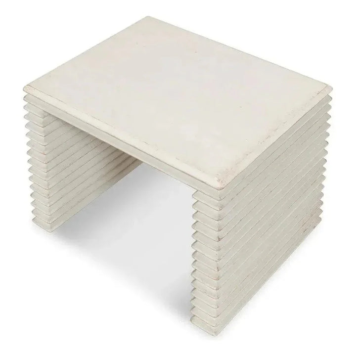Stacked Stool Antique White - LOOMLAN - Sarreid - Side Tables