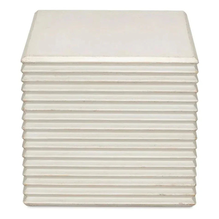 Stacked Stool Antique White - LOOMLAN - Sarreid - Side Tables