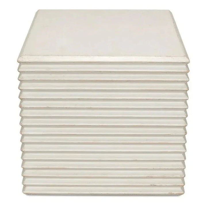 Stacked Stool Antique White - LOOMLAN - Sarreid - Side Tables