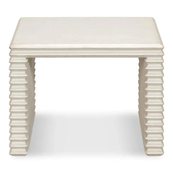 Stacked Stool Antique White - LOOMLAN - Sarreid - Side Tables