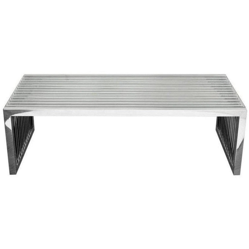 Stainless Steel Cocktail Table Clear Tempered Glass Top Coffee Tables LOOMLAN By Diamond Sofa
