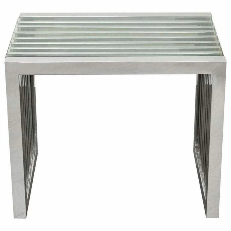 Stainless Steel End Table Clear Tempered Glass Top Side Tables LOOMLAN By Diamond Sofa