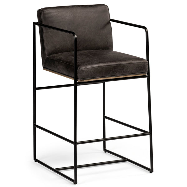 Stamford Black Leather Counter Stool