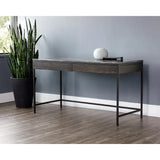 Stamos Desk Marble Top Black Iron-Home Office Desks-SUNPAN-LOOMLAN