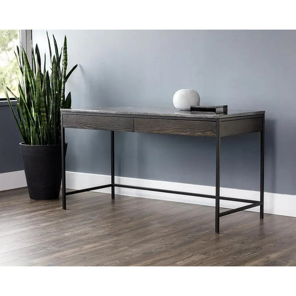 Stamos Desk Marble Top Black Iron