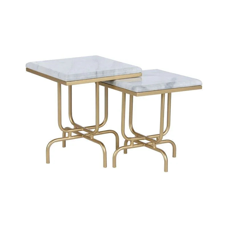 Ask Me Table Marble Square Top Nesting Tables Set of 2 | LOOMLAN