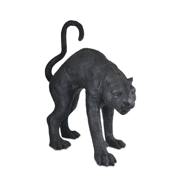 Currey & Co-Standing Black Panther Bronze Sculpture-Statues & Sculptures-LOOMLAN