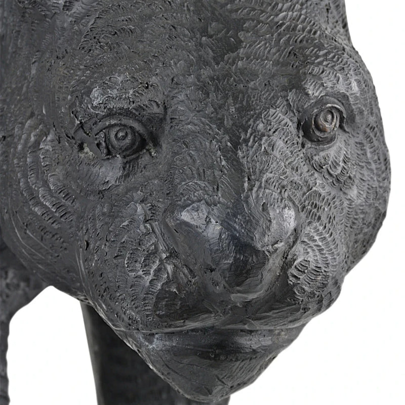 Standing Black Panther Bronze Nature-Inspired Sculpture