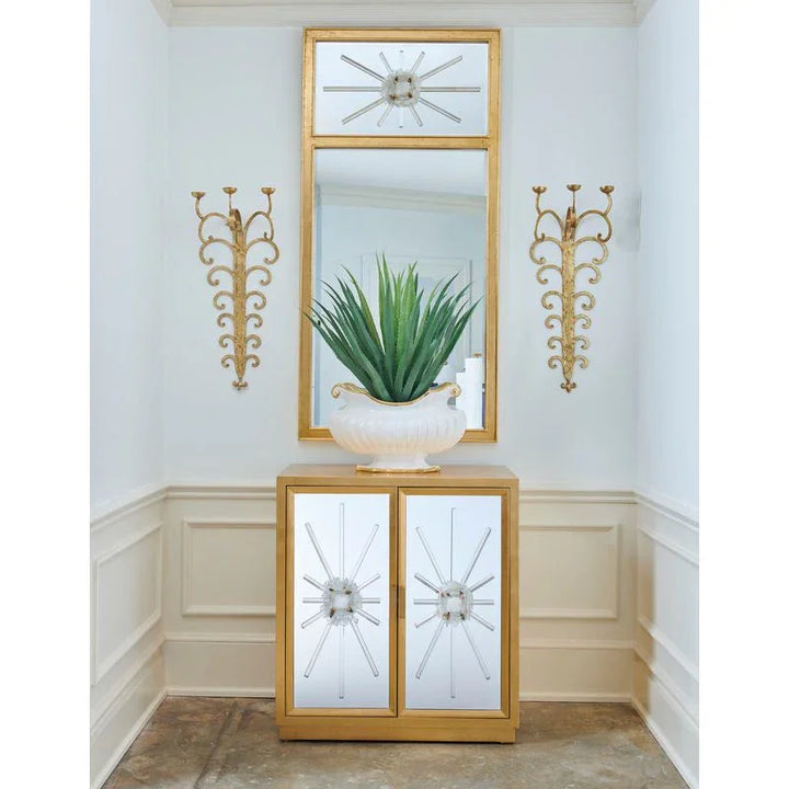 Starburst Crystal Mounted Gold Cabinet - LOOMLAN - Chelsea House - Accent Cabinets