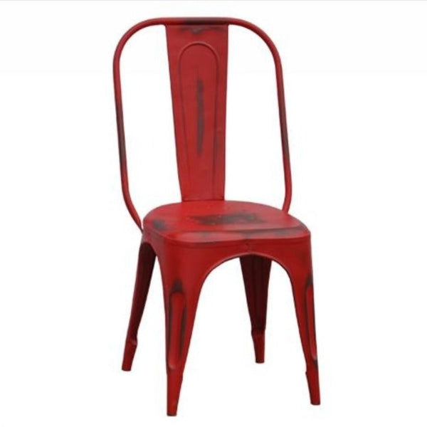 Station Master Iron Dining Red Chair (Set of 4)-Dining Chairs-LOOMLAN-LOOMLAN