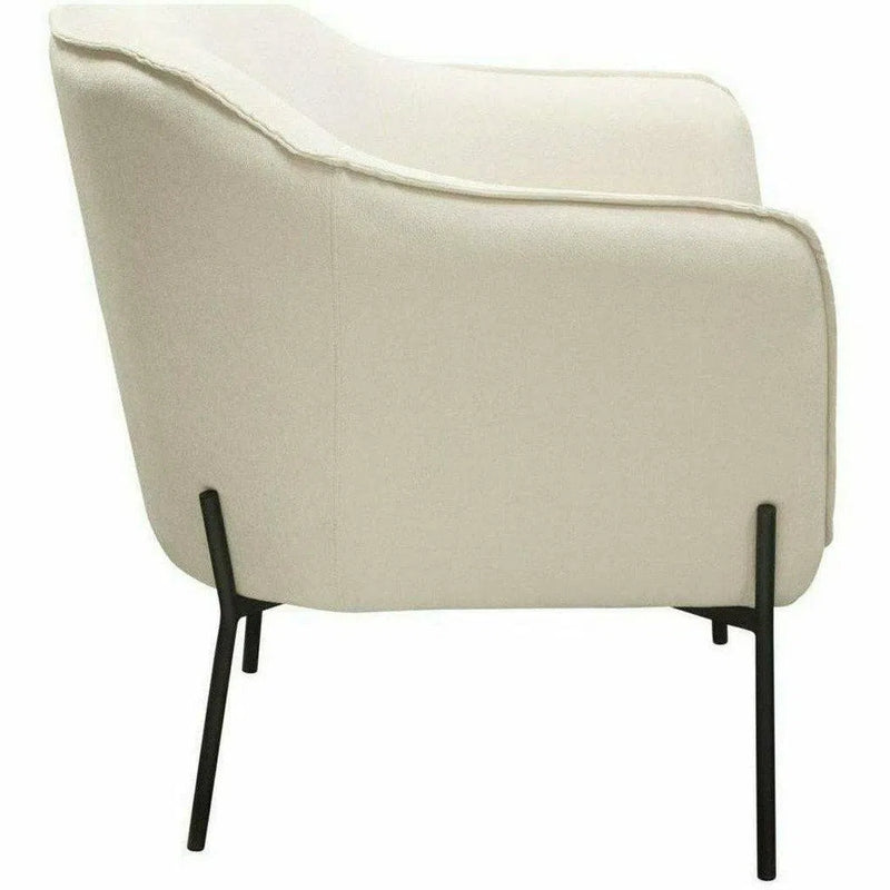 Status Ivory Cream Fabric Accent Chair Black Metal Legs Club Chairs LOOMLAN By Diamond Sofa