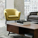 Status Yellow Fabric Accent Chair Black Metal Legs Club Chairs LOOMLAN By Diamond Sofa