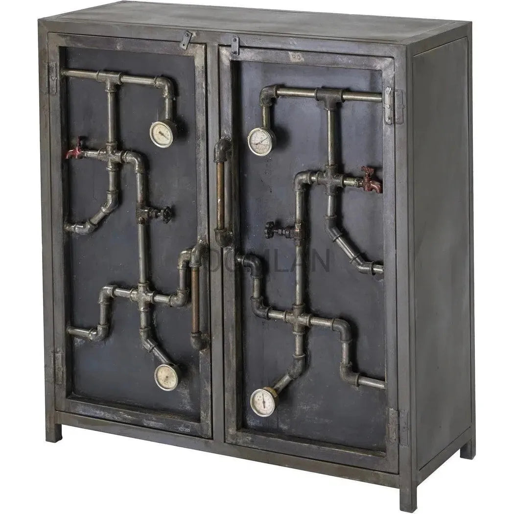 Steampunk Pipes & Gauges Slim Accent Cabinet