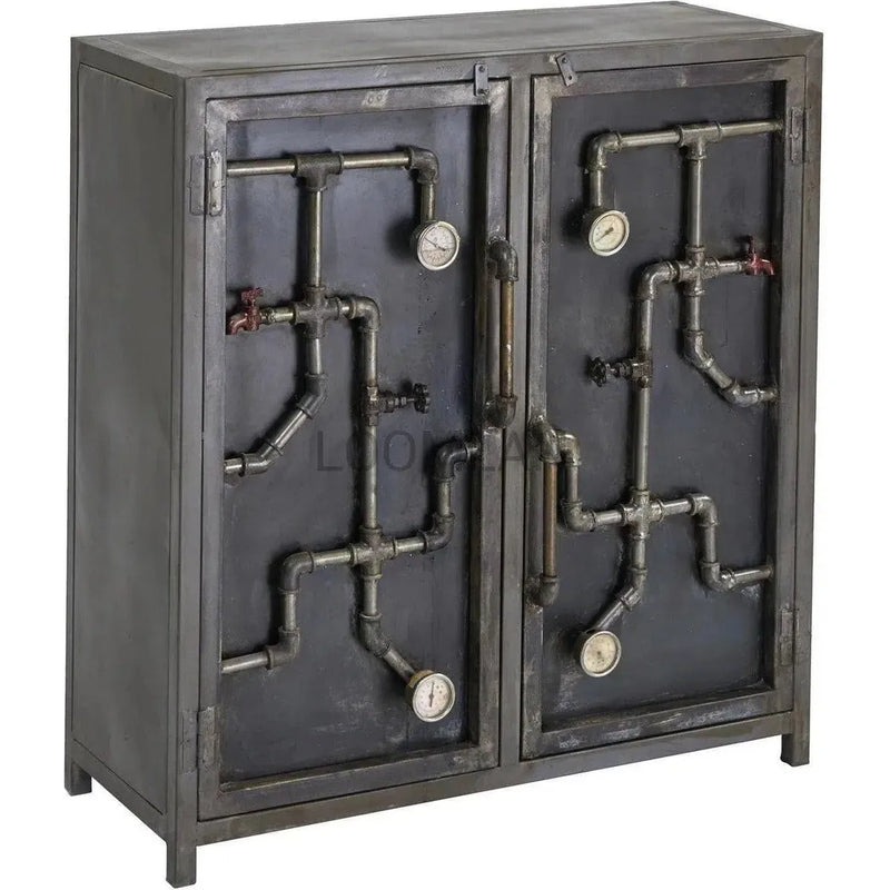 Steampunk Pipes & Gauges Slim Accent Cabinet