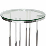 Steel Round Accent Table Clear Tempered Glass Top Side Tables LOOMLAN By Diamond Sofa