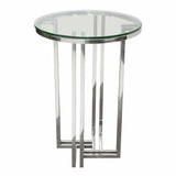 Steel Round Accent Table Clear Tempered Glass Top Side Tables LOOMLAN By Diamond Sofa