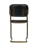 Steel and Leather Armless Dining Chair-Dining Chairs-Noir-LOOMLAN