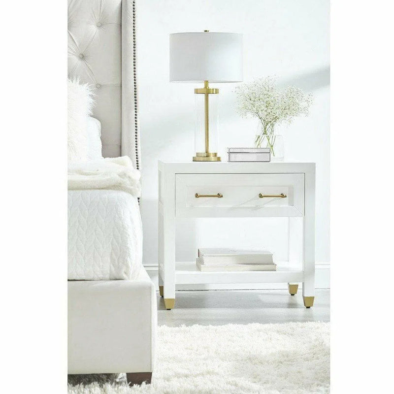 Stella 28 Inch White Scandinavian Nightstand Nightstands LOOMLAN By Essentials For Living