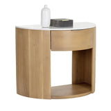 Stella Marble Topped Wooden Nightstand-Nightstands-SUNPAN-LOOMLAN