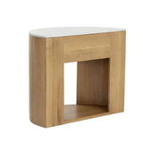 Stella Marble Topped Wooden Nightstand-Nightstands-SUNPAN-LOOMLAN