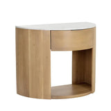 Stella Marble Topped Wooden Nightstand-Nightstands-SUNPAN-LOOMLAN