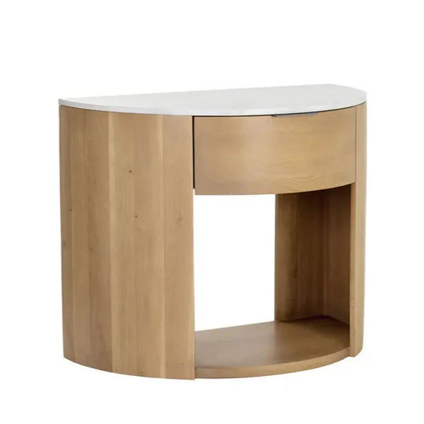 Stella Marble Topped Wooden Nightstand-Nightstands-SUNPAN-LOOMLAN